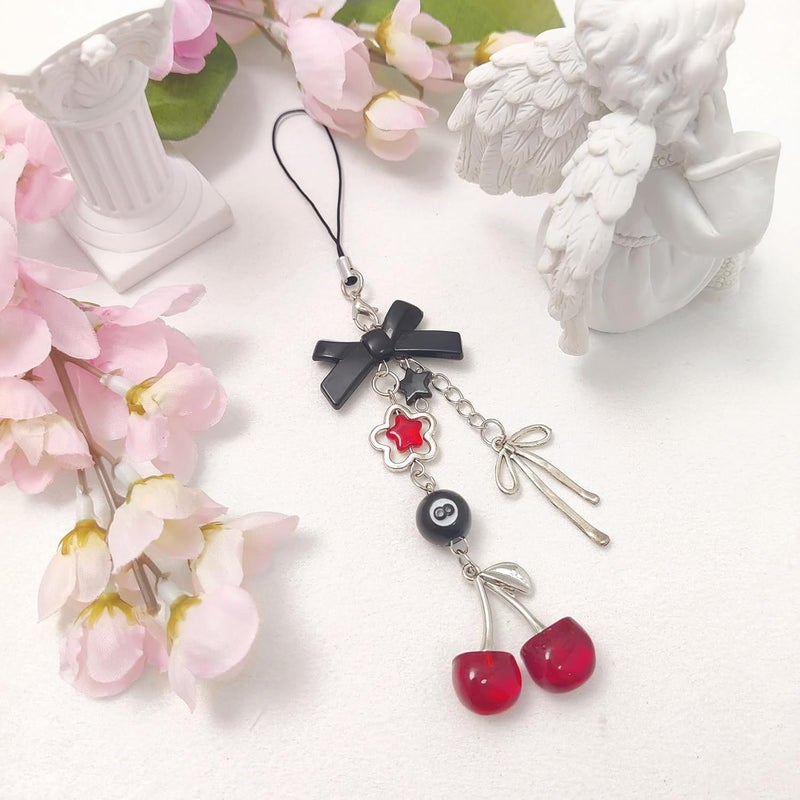 cioatu 1-4PCS Cute Phone Charms Aesthetic Y2K Cell Phone Charms Strap Pink Strawberry Butterfly Star PhoneCharm Y2K Accessories for Bag Keychain Airpods Camera Pendants Decor - Image 1